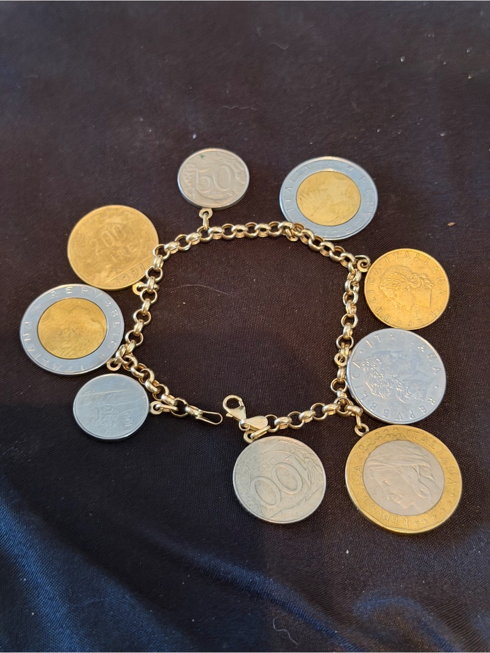 Vintage 14kt Italian Lira Coin Bracelet